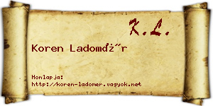 Koren Ladomér névjegykártya